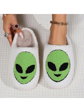 Pantufa Macia De Pelúcia Estampa Alienígena Chinelo Doméstico Confortável