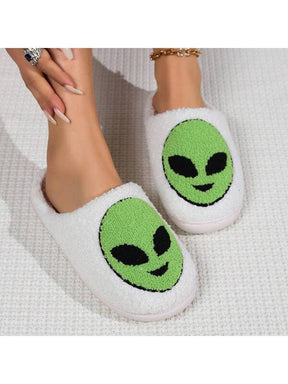 Pantufa Macia De Pelúcia Estampa Alienígena Chinelo Doméstico Confortável