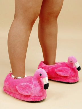 Pantufa Feminina Design Flamingo Desenho Animado Chinelo Doméstico Casual