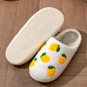 Pantufa Feminina Sola Macia Confortável Antiderrapante Estampa Frutas