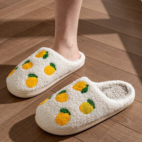 Pantufa Feminina Sola Macia Confortável Antiderrapante Estampa Frutas