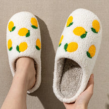 Pantufa Feminina Sola Macia Confortável Antiderrapante Estampa Frutas