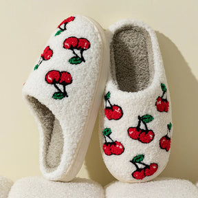 Pantufa Feminina De Pelúcia Confortável Estampa De Fruta Chinelo Para Inverno