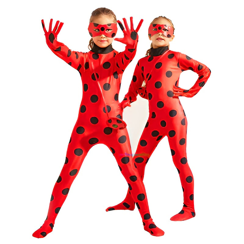 Fantasia Ladybug Com Peruca e Acessório de Brinde Fantasia Com detalhes Autênticos