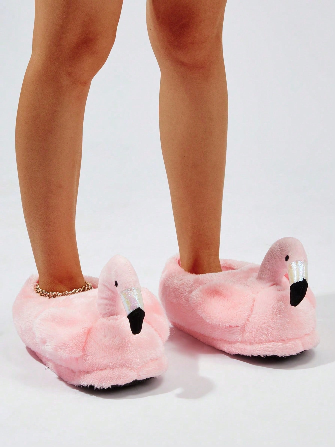 Pantufa Feminina Design Flamingo Desenho Animado Chinelo Doméstico Casual