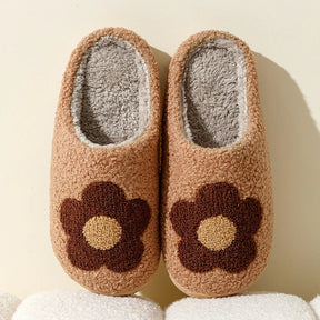 Pantufa Feminina De Algodão Sola Macia Bordado Flores Moda Casual