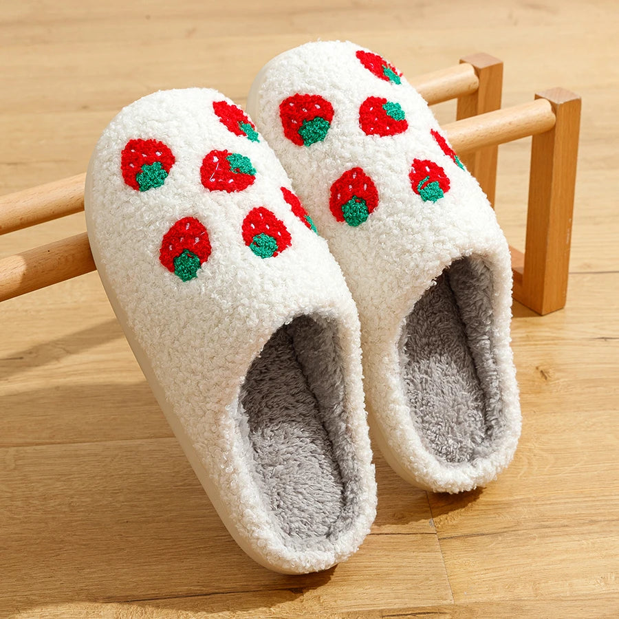 Pantufa Feminina Sola Macia Confortável Antiderrapante Estampa Frutas