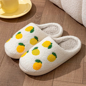 Pantufa Feminina Sola Macia Confortável Antiderrapante Estampa Frutas