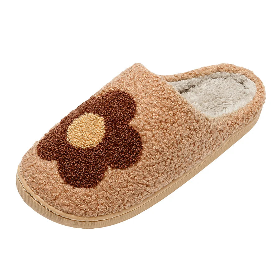 Pantufa Feminina De Algodão Sola Macia Bordado Flores Moda Casual