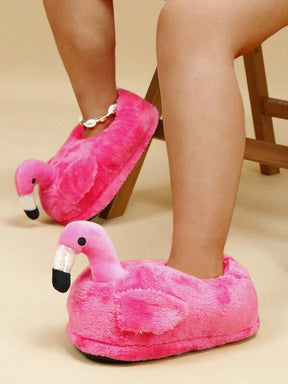 Pantufa Feminina Design Flamingo Desenho Animado Chinelo Doméstico Casual