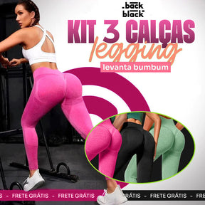 [Kit 3 Calças Legging Incluso as 3 Cores Levanta Bum Bum - Promoção de Inverno Agosto